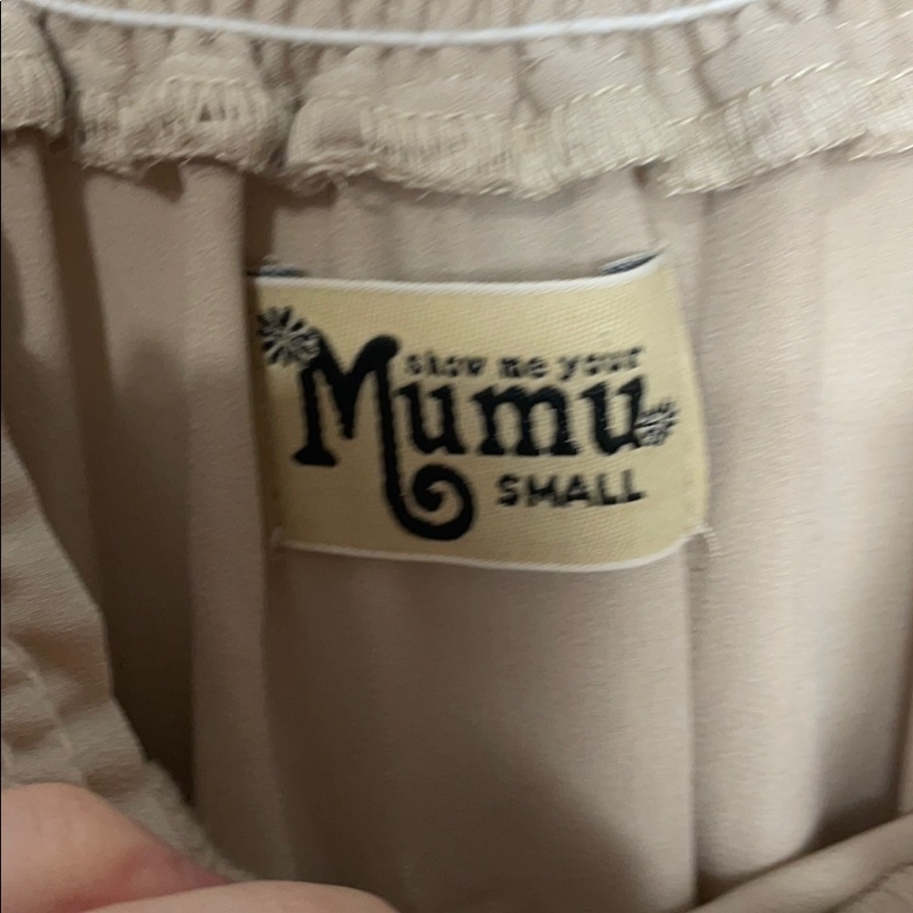 Show Me Your Mumu Hacienda Maxi Dress Beige Off Shoulder Bridesmaid Size Small - Picture 6 of 10